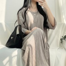 여름 원피스 플리츠 주름 링클 반팔 롱 원피스 빅사이즈 (5color)