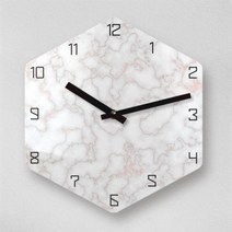 리플렉스 6각 무소음 아크릴 벽시계 대 OLD 검정 시계바늘, 크랙마블 로즈쿼츠 (OLD13)