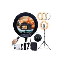 18인치 링라이트 LED 링라이트키트 삼각대 포함 조광 기능 3000-6000K 스마트폰홀더포함 라이브 스트리밍 슈팅 카메라 사진 메이크업 셀카 YouTube Vlog 비디오용, 상세페이지 참조