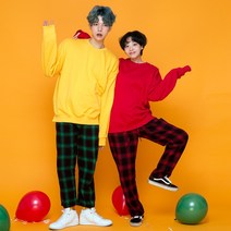 반티콜 쭈리맨투맨 체크9부바지 프린팅티 레터링 반티 맨투맨