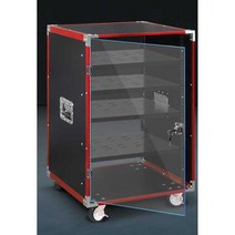 전문 음향 장비 보관함 방송 오디오 콘솔 기기 이동식, 16U (앞문 트레이 2개) 이중 철 기둥