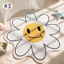 스마일 플라워 소프트 발매트 데이지 꽃모양 러그 포인트 카페트