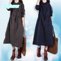 여성 봄 원피스 박시핏 면마 허리끈 스커트