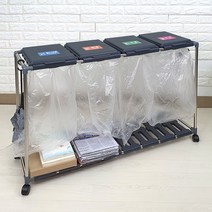 제이에스JS 분리수거함 블랙 그레이 비닐 50매 증정 2단 3단 4단, 3단 블랙, 1개