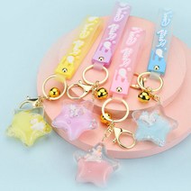 1+1 워터볼 키링 키홀더 가방 열쇠고리 유니콘 캐릭터, 퍼플+퍼플