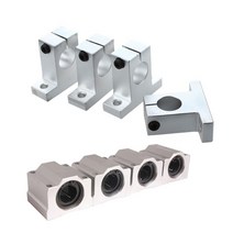 8 PCS 20mm 알루미늄 베어링 : 4 개 PCS 샤프트 지원 베개 & 4 PCS SC20uu 선형 모션 볼 베어링 슬라이드 부싱 CNC, 하나, 보여진 바와 같이