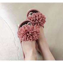플라워 코사지 층간소음 거실화 푹신한 사무실 실내화 룸슈즈 홈 슬리퍼, 핑크