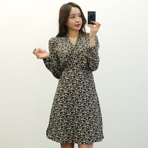 이힝 랩 브이넥 플라워 봄 긴팔 원피스