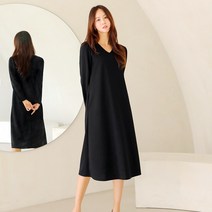 프롬코 여성 봄가을 긴팔 블랙 원피스 [자체제작 FRC77]
