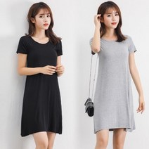 아가씨 여학생 면스판 반팔 무지원피스 외출 20대여자 바캉스 여자