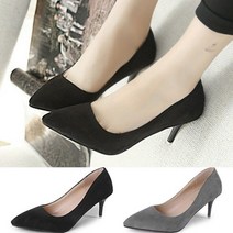 스웨이드 뾰족코 미들굽 힐