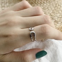 S925 실버 옷핀 오픈 링 은 반지 R0417