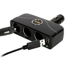 국내산 3구 시거잭 USB 멀티소켓 충전 12v 24v 차량용, 블랙
