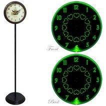 [∂LL7] GB6804 무소음 LED 그린 양면 스탠드시계 블랙 과일 스텐 스탠딩 모던 인테리어 거실 형시계 원형 무시계 집들이선물 조명_h§eEA, §본상품§e