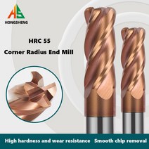HRC55 코너 반경 엔드 밀 텅스텐 카바이드 스틸 CNC 밀링 커터 공구 4 플루트 커터 Deg R0.2 R0.5 R1 금속 라우터, [29] 12R2X12X75
