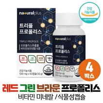 프로폴리스 레드 그린 브라운 3가지 프로폴리스추출물 식물성캡슐, 4개, 60캡슐