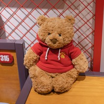 후드티테디베어인형 애착인형 여자친구선물 커플템, 빨간 스웨터_28cm