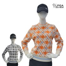 LPGA 골프웨어 여자 겨울 방풍 체크 니트 스웨터 KT610P