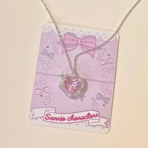 크리스탈 토파즈 목걸이 패션 복숭아 하트 물방울 펜던트 쥬얼리 핑크 스탈 스위트 쿨