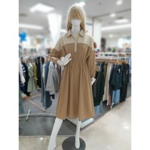 무자크 간절기 카라넥 루즈핏 반배색 허리스트링 스판짱짱 롱 원피스 MM6WOP12