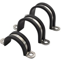 304 스테인레스 스틸 고무 라이닝 U 클립 P 케이블 장착 호스 파이프 클램프 워터 형 후프, 24 Dia57(2pcs)