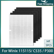 Winix 115115 플라즈마웨이브 공기 청정기 C535 5300 6300 5300-2 P300 및 Fellowes AeraMax 290 300 DX95 용 교체 탄소 필터