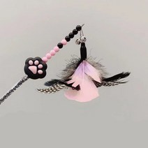 urkoteer 깃대 물림방지 고양이 발톱 방울 장난감 고양이 스틱, black