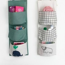 [KT알파쇼핑]패브릭 소품수납 벽걸이 정리함 3포켓, 디자인:3포켓 아이보리-곰, 디자인:3포켓 아이보리-곰_수량_상세페이지참조