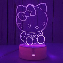 무드등 스탠드 침대 헤드램프 침실 led 에너지 절약 플러그인 여성 생일 선물 소녀 하트 크리에이터, 헬로 키티, 3 색 플러그인 버튼 스위치