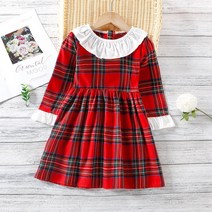 이브 크리스마스 체크원피스