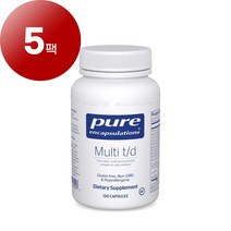 Pure Encapsulations 멀티 T-D 투 퍼 데이 멀티비타민 미네랄 포뮬라 120캡슐, 5팩