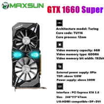 maxsun 그래픽 카드 rtx 2060 3060 icraft 6gb4gb gddr6ddr5 1660ti 1660 super 1650 3060ti 데스크탑 컴퓨터용 비디오 카드, 협력사, 1660 슈퍼 6g
