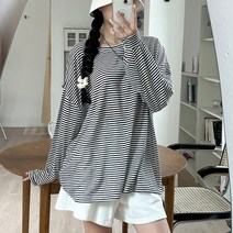 투데이앤룩 은은 시스루 루즈핏 스트라이프 여자 티셔츠 4color
