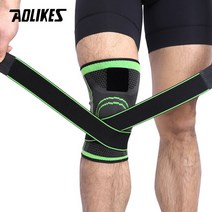 AOLIKES 1PC 스포츠 무릎 패드 남성 가압 탄성 지원 피트니스 장비 농구 배구 중괄호 보호대, Green, XXL