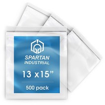 Spartan Industrial - 33cm X 38.1cm (13인치 x 15인치) (500개) 2mm 투명 재밀폐 지퍼 플라스틱 폴리 백 재밀봉 가능한 잠금 씰