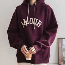 여성 겨울 양기모 레터링 후드 맨투맨 티셔츠