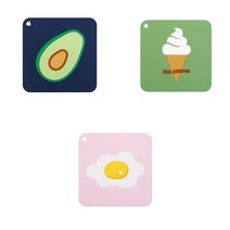 조이몰 캐릭터 냄비받침 3p, 아보카도+계란+아이스크림