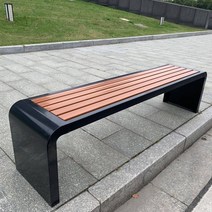 공원 의자 야외 벤치 안뜰 휴식 좌석 쇼핑몰 부식 방지 단단한 나무 레저 벤치 광장 야외 의자, 길이 220폭 40높이 45cm 블랙