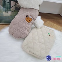 강아지 겨울 누빔 양털안감 조끼 고양이 패딩 옷 WI059DG, 아이보리