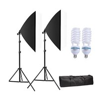 Softbox 사진 조명 키트 스튜디오 50x70cm/20인치 x 28인치 CFL 전구 2개 800W 5500K 연속 제품 초상화 및 비디오 촬영 사진용 휴대용 가방 포함