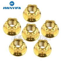 Wanyifa 티타늄 너트 M6M8M10M12M14M16 Torx 플랜지 육각 너트 오토바이 리어 액슬 6pcs, M10 1.25Pitch+금