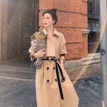 Lizziery트렌치코트 여성 하프기장 캐주얼 슬림 트렌치코트