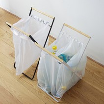 철제 접이식 분리수거함 우드손잡이 분리수거대 휴지통 봉투걸이 종량제봉투, 우드분리수거함(대)블랙