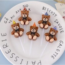 5개입 고깔 곰돌이 생일초 파티초 예쁜초 귀여운초 케이크초 데코초, 5개입 곰돌이초