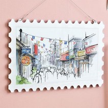 nt681-행잉액자_걷고싶은서울거리(우표가로대형), 타입2.이태원