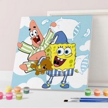 스폰지밥 유화 명화 그림 그리기 DIY 세트 / 파자마파티, 스펀지밥_파자마파티 25X25