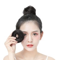 온리정 똥머리가발 셀프 올림머리 부분가발 스트레이트형 고탄력 밴드형, 네츄럴 블랙, 1개