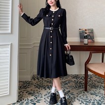 Amaethon 가을 겨울 여성 하객 롱 원피스