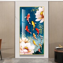 대형 구어도그림 액자 황금잉어 비단 재물 돈들어오는그림 풍수 인테리어 생기 16종, J