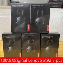 무선인이어 이어폰 블루투스 원래 lenovo xt92 5pcs 무선 이어 버드 터치 컨트롤 스테레오 hd 마이크 무선 헤드폰으로 이야기, [01] XT92 5PCS black